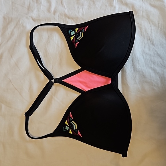 Black Triangle Back Bikini Top Size M Pink VS - Picture 2 of 5